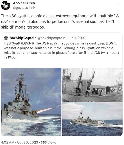The popularity of <b>gyatt</b> on TikTok can also be attributed to the influence of internet <b>memes</b> and viral videos. . Uss gyatt meme